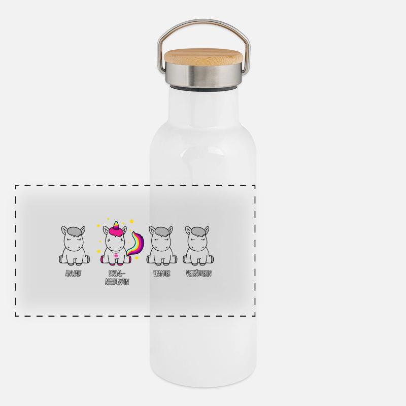 Sozialassistentin - das Einhorn in der Berufswelt Panorama Thermosflasche mit Bambusdeckel