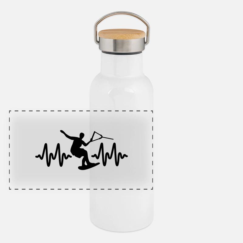 wakeboarden Panorama Thermosflasche mit Bambusdeckel