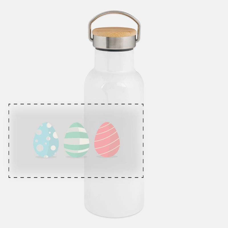 Drei Ostereier Panorama Thermosflasche mit Bambusdeckel