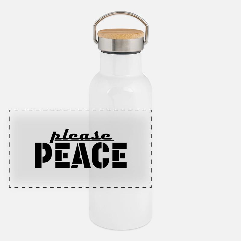 please peace Tshirt Panorama Thermosflasche mit Bambusdeckel