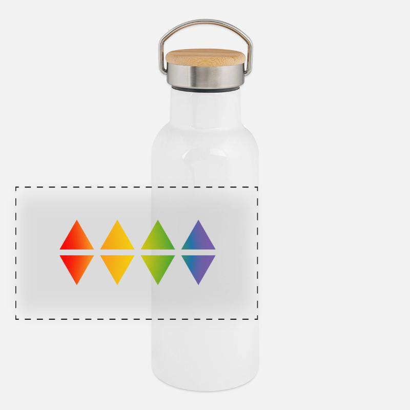 Rainbow rhomb - Panoramic Thermal Bottle with Bamboo Lid - white