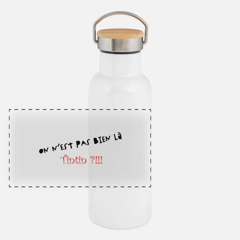 Wir sind nicht hier Panorama Thermosflasche mit Bambusdeckel
