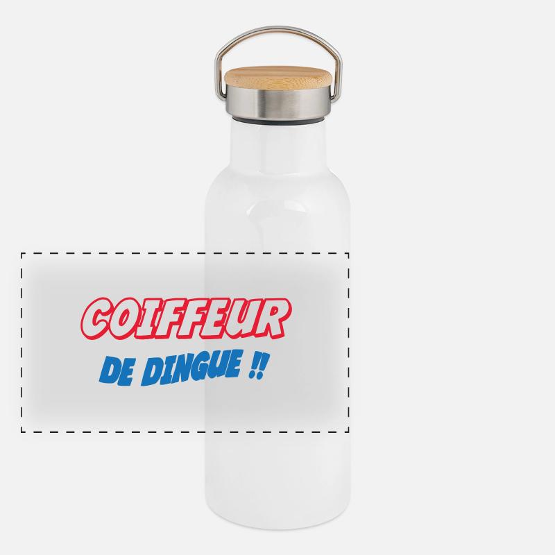 COIFFEUR de dingue !!! Gourde isotherme avec bouchon en bambou