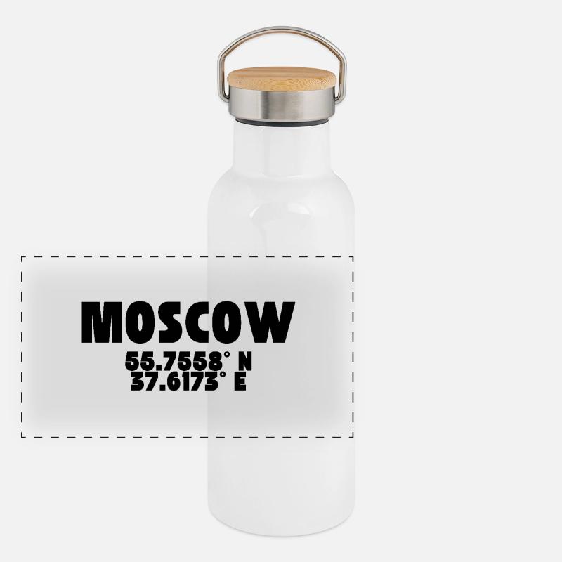 Moscow - Design with coordinates Panoramic Thermal Bottle with Bamboo Lid