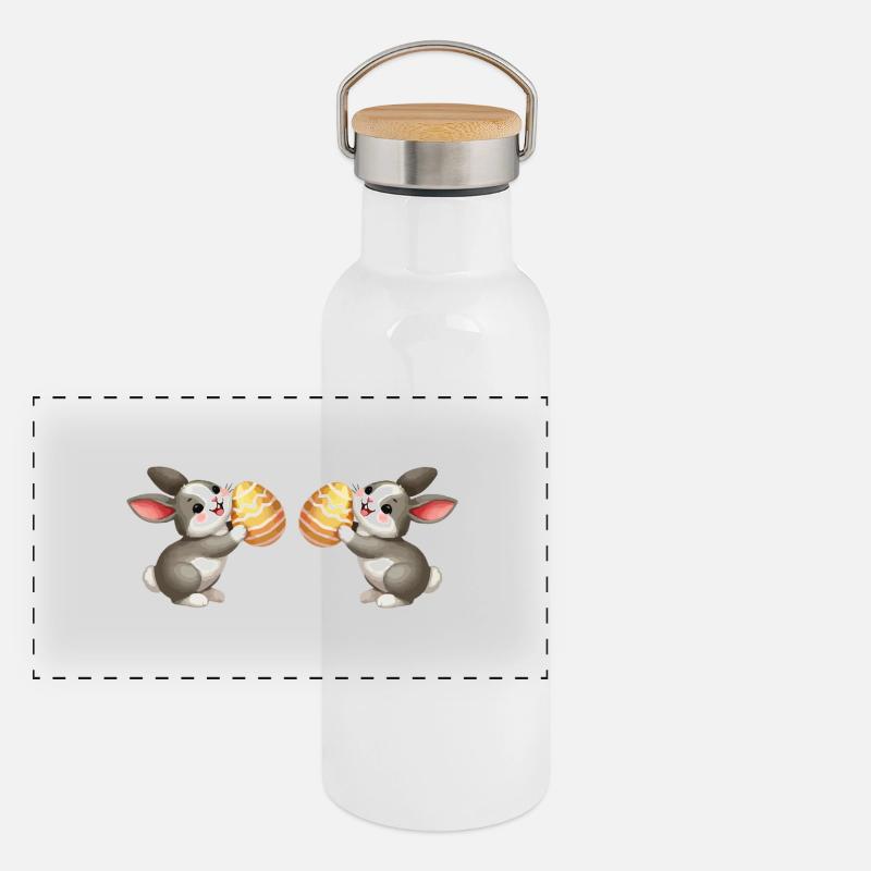 Bunny Rabbit Easter 2 Panoramic Thermal Bottle with Bamboo Lid