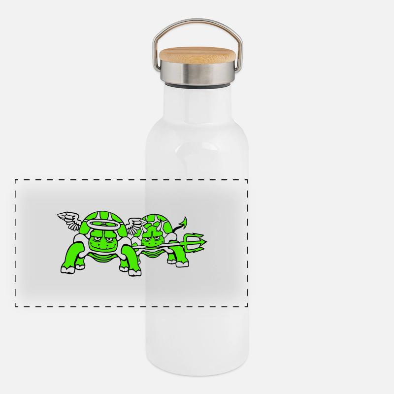2 Tortues Conscience Équipe Devil Angel Mal Bien Gourde isotherme avec bouchon en bambou