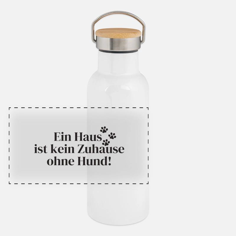 Hundespruch Panorama Thermosflasche mit Bambusdeckel