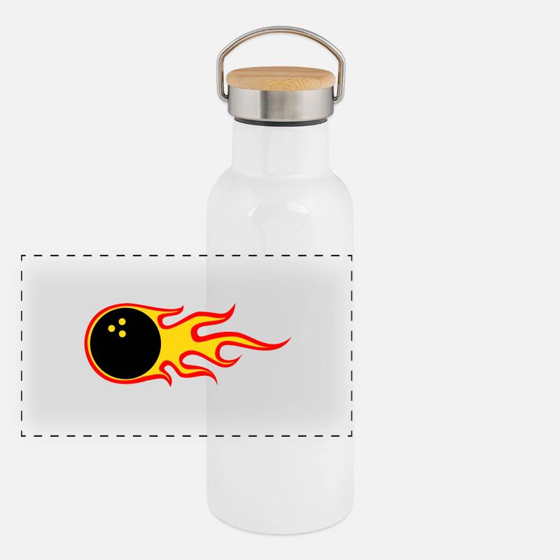 Ball on Fire Panorama Thermosflasche mit Bambusdeckel