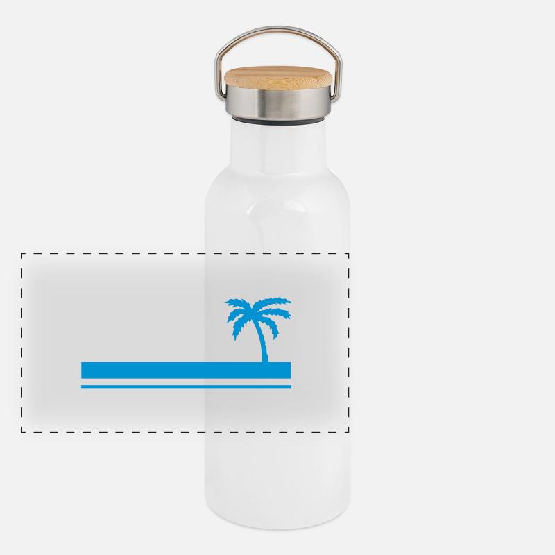 Sommerpalme Panorama Thermosflasche mit Bambusdeckel