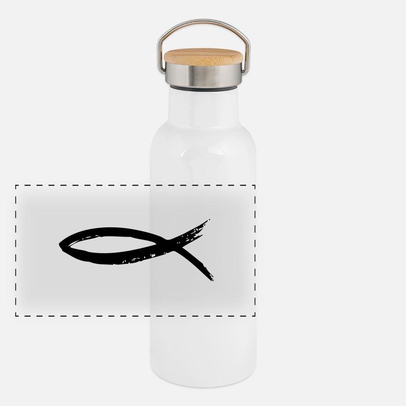 Le poisson - le christianisme Gourde isotherme avec bouchon en bambou