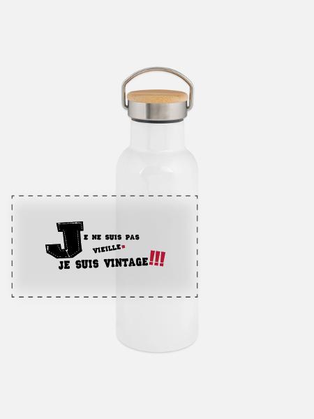 je ne suis pas vieille - Gourde isotherme avec bouchon en bambou - blanc - Devant