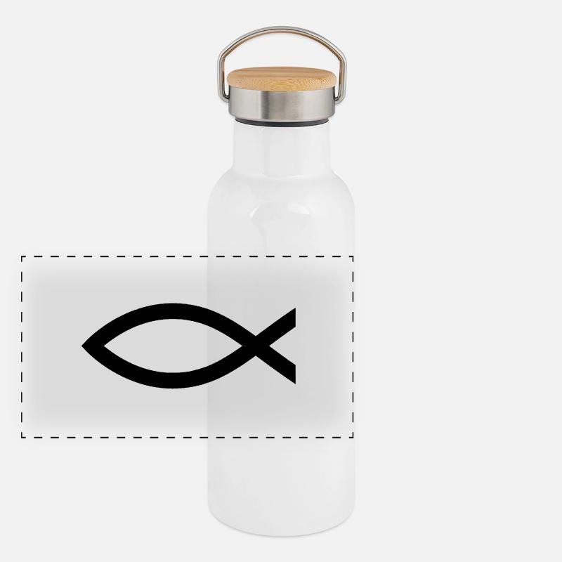 Fisch (Christentum) Panorama Thermosflasche mit Bambusdeckel