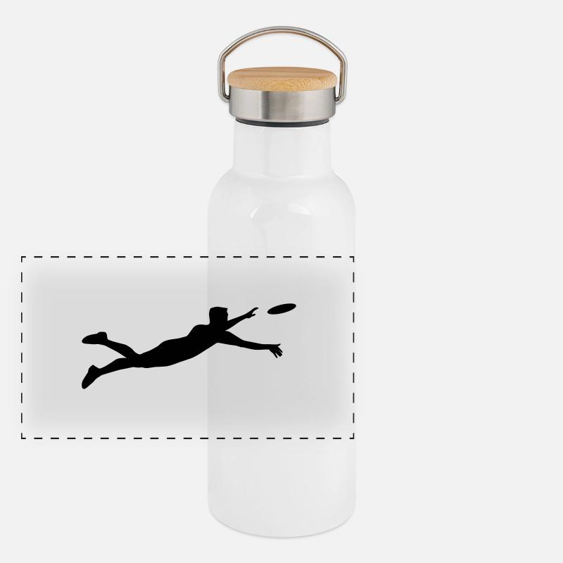 Ultimate Frisbee Player 1c Panorama Thermosflasche mit Bambusdeckel