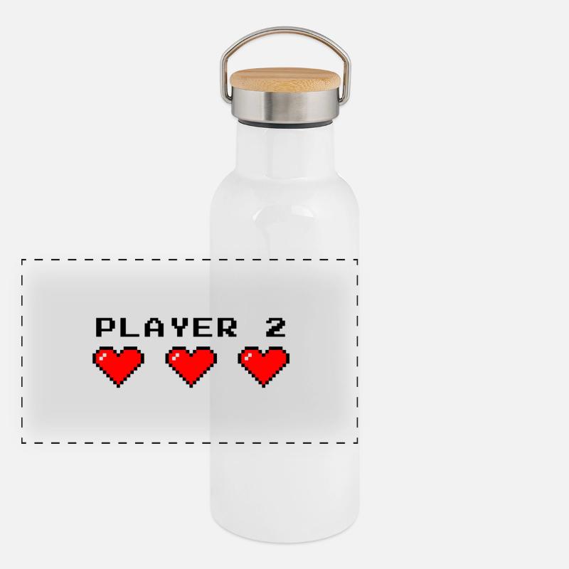 Player 2 in black Gourde isotherme avec bouchon en bambou
