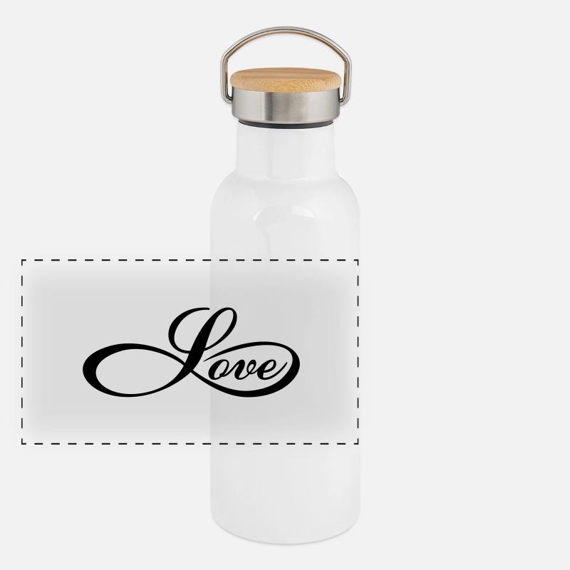 Infinity love forever unendliche Liebe Zeichen Panorama Thermosflasche mit Bambusdeckel