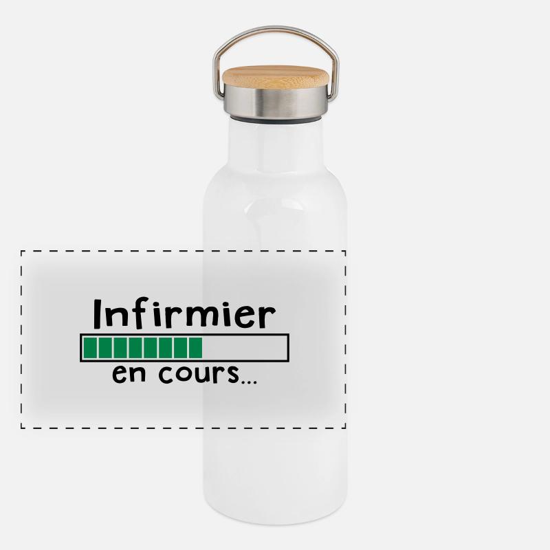 infirmier en cours Gourde isotherme avec bouchon en bambou