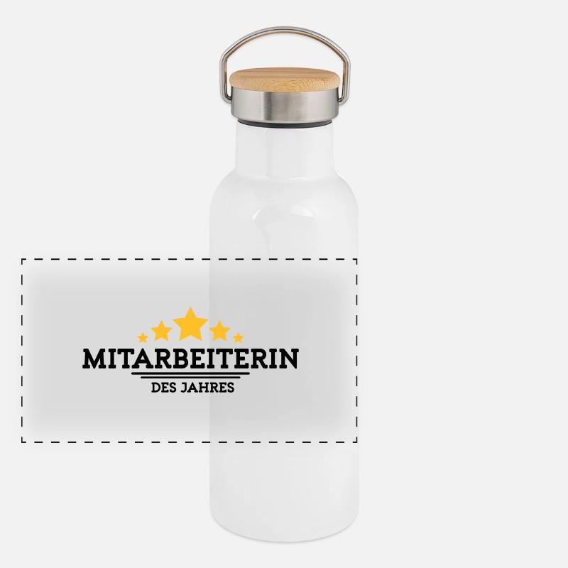 mitarbeiterin des Jahres Panorama Thermosflasche mit Bambusdeckel