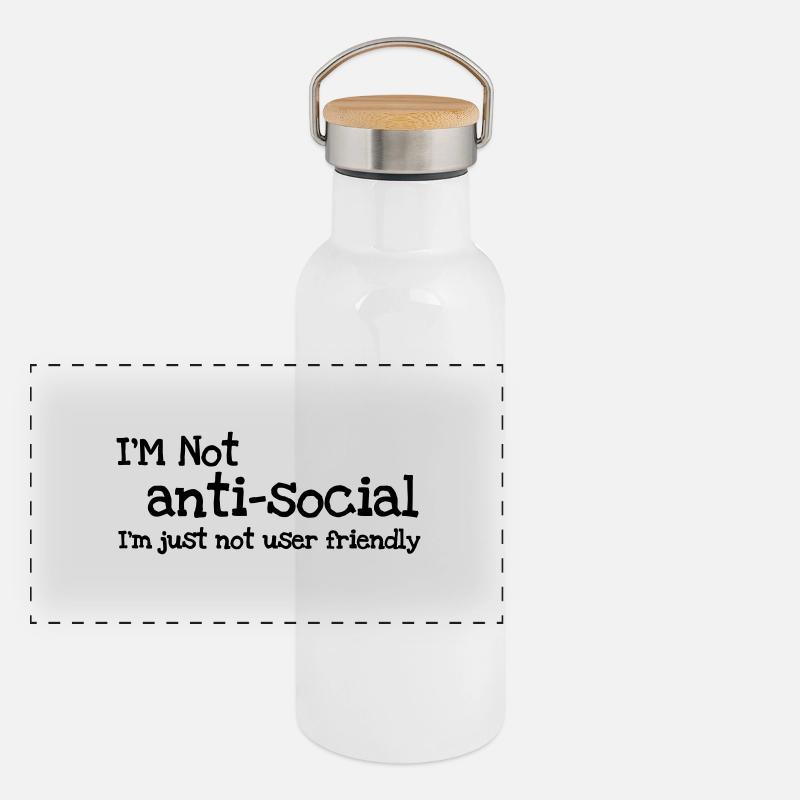 Social geek Gourde isotherme avec bouchon en bambou