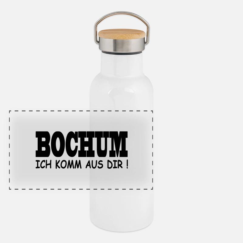 Bochum - Ich komm aus dir! Panorama Thermosflasche mit Bambusdeckel