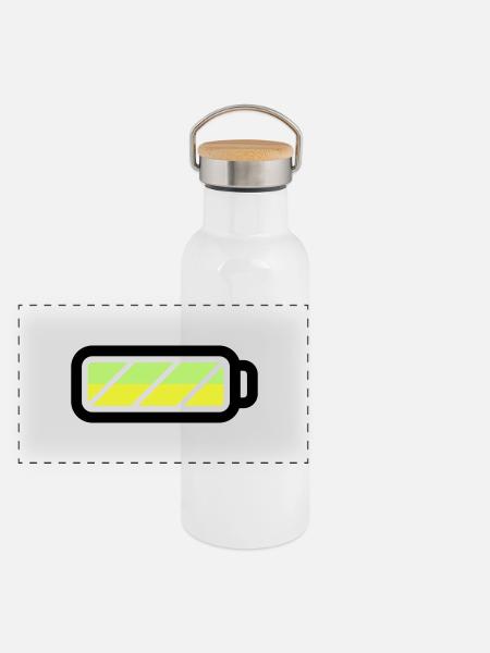 battery - Panoramic Thermal Bottle with Bamboo Lid - white - Front