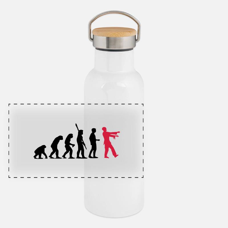 Zombie Evolution (zweifarbig) Panorama Thermosflasche mit Bambusdeckel