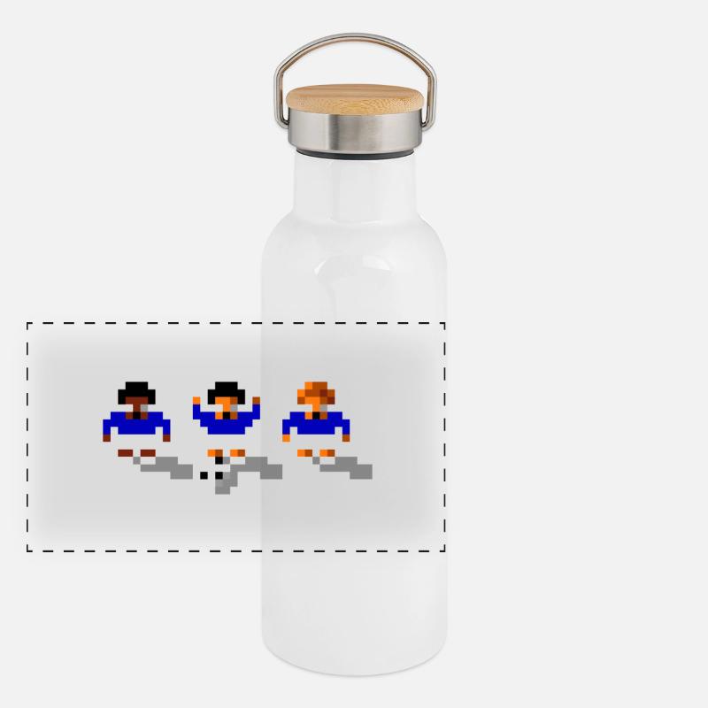Soccer Blue and White Panoramic Thermal Bottle with Bamboo Lid