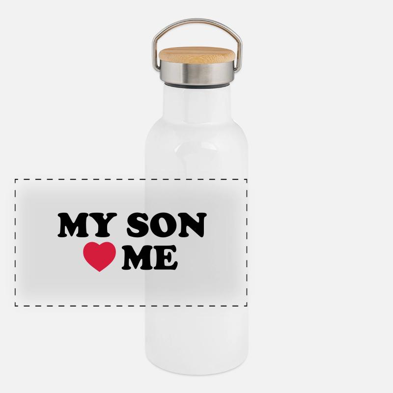 my son loves me Gourde isotherme avec bouchon en bambou