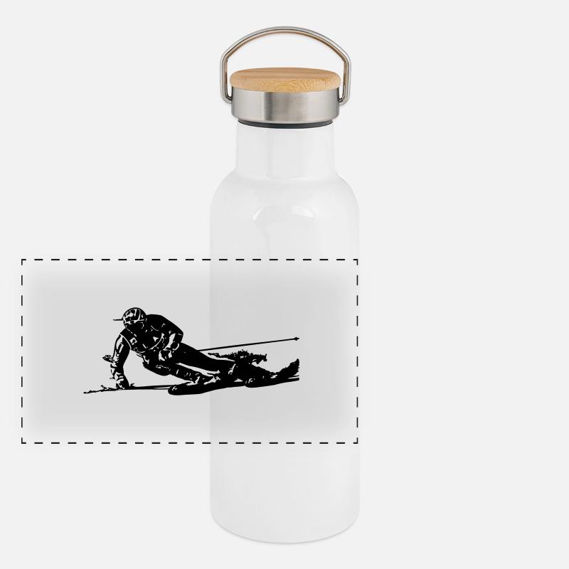 Skier 3 Panorama Thermosflasche mit Bambusdeckel
