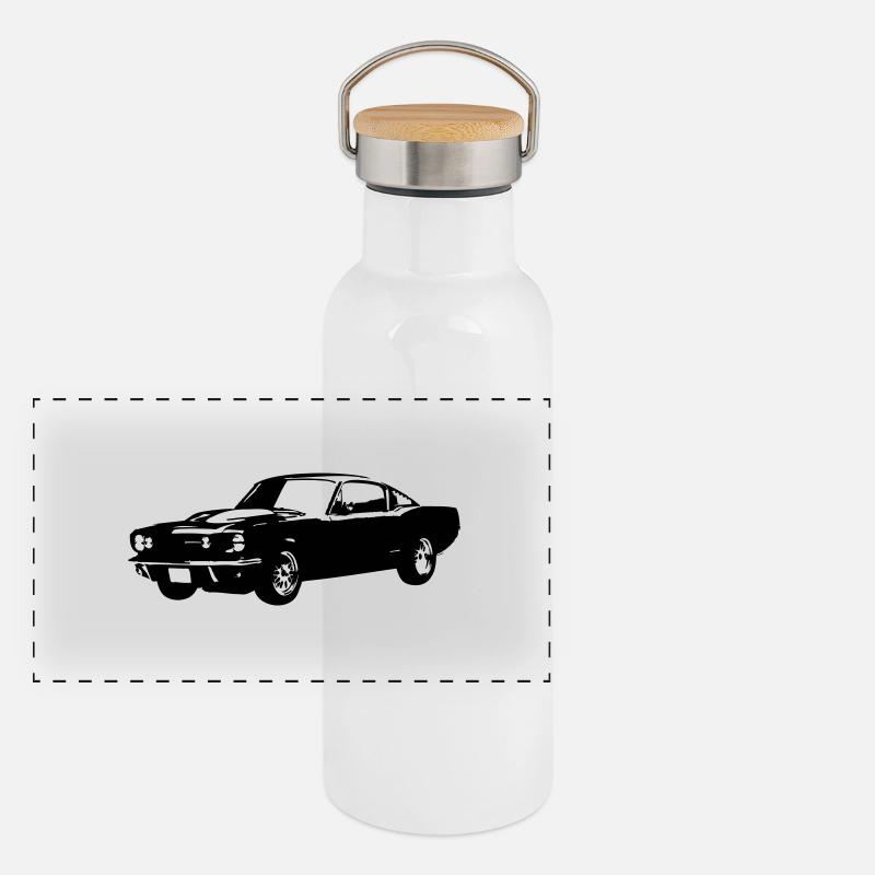 Mustang1965 Fastback Gourde isotherme avec bouchon en bambou