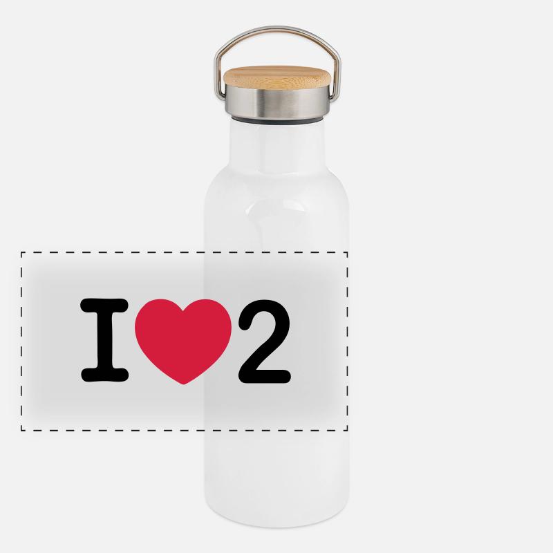 j'aime 2 Gourde isotherme avec bouchon en bambou