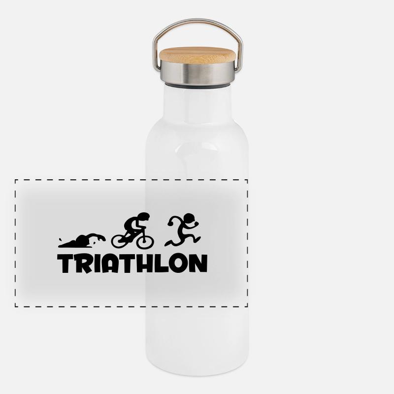 triathlon Panorama Thermosflasche mit Bambusdeckel