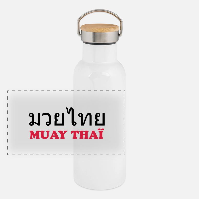 Muay Thai Panoramic Thermal Bottle with Bamboo Lid