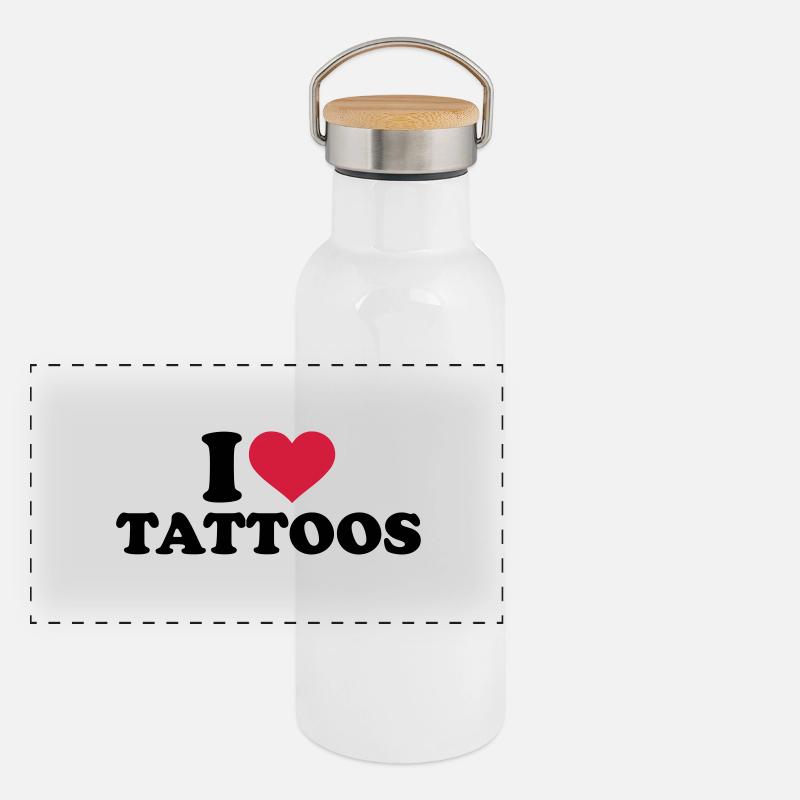 Tattoo Panorama Thermosflasche mit Bambusdeckel