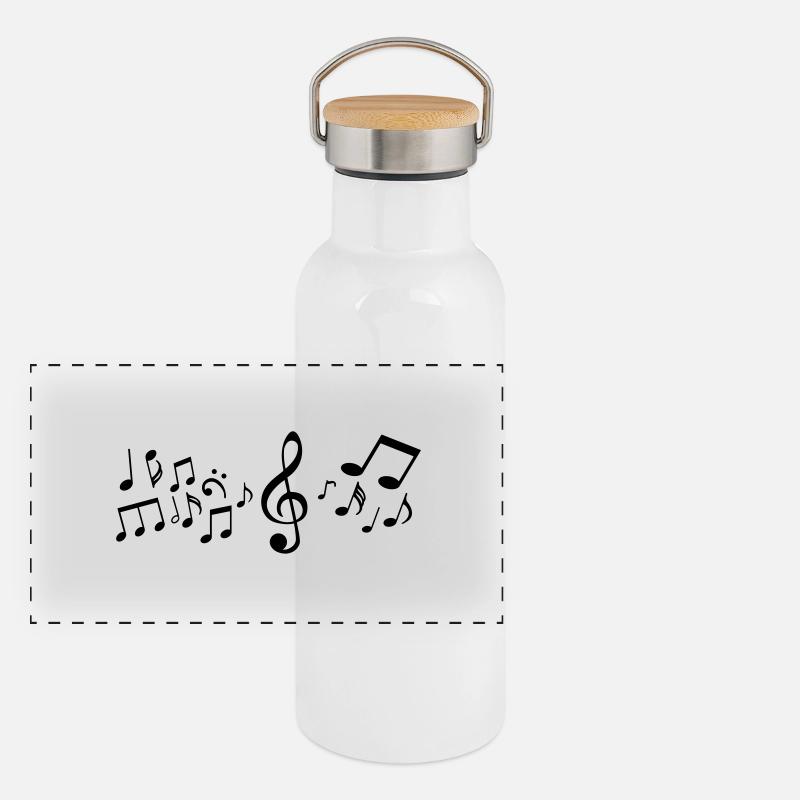 Melodie Musik Noten Panorama Thermosflasche mit Bambusdeckel
