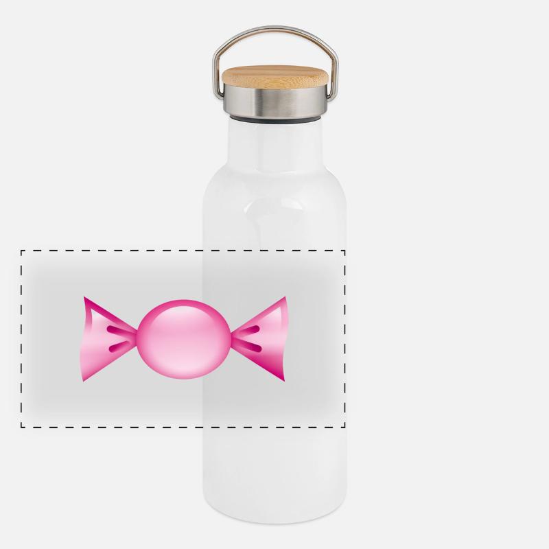 Smiley Candy Panorama Thermosflasche mit Bambusdeckel