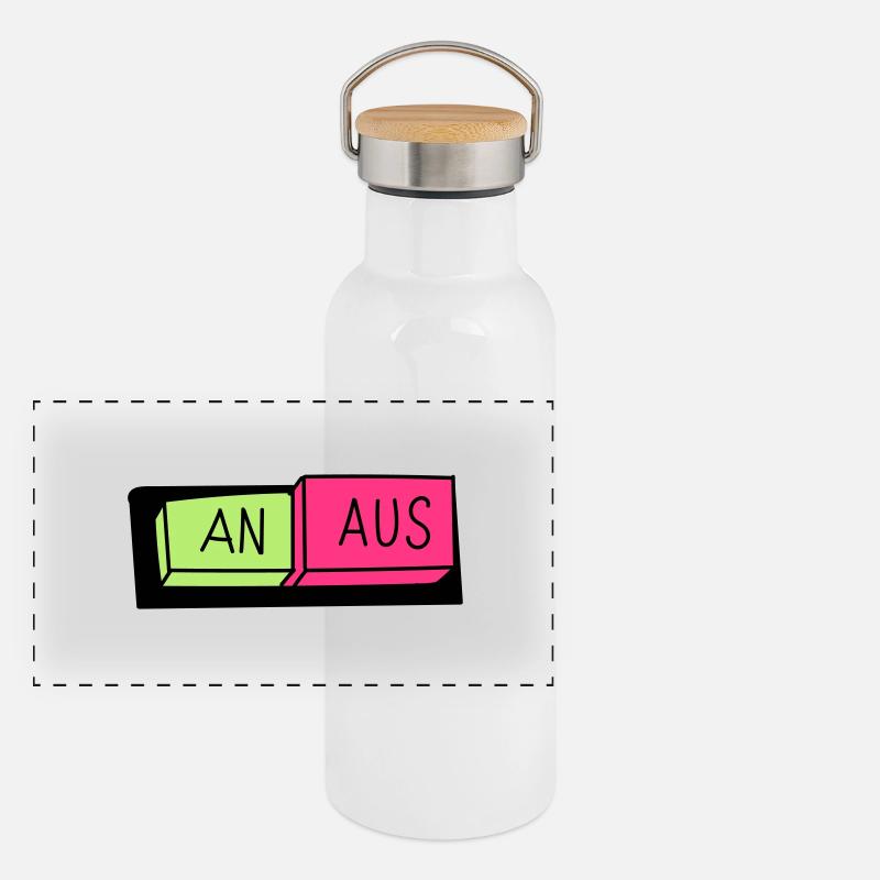 An / Aus Schalter Panorama Thermosflasche mit Bambusdeckel