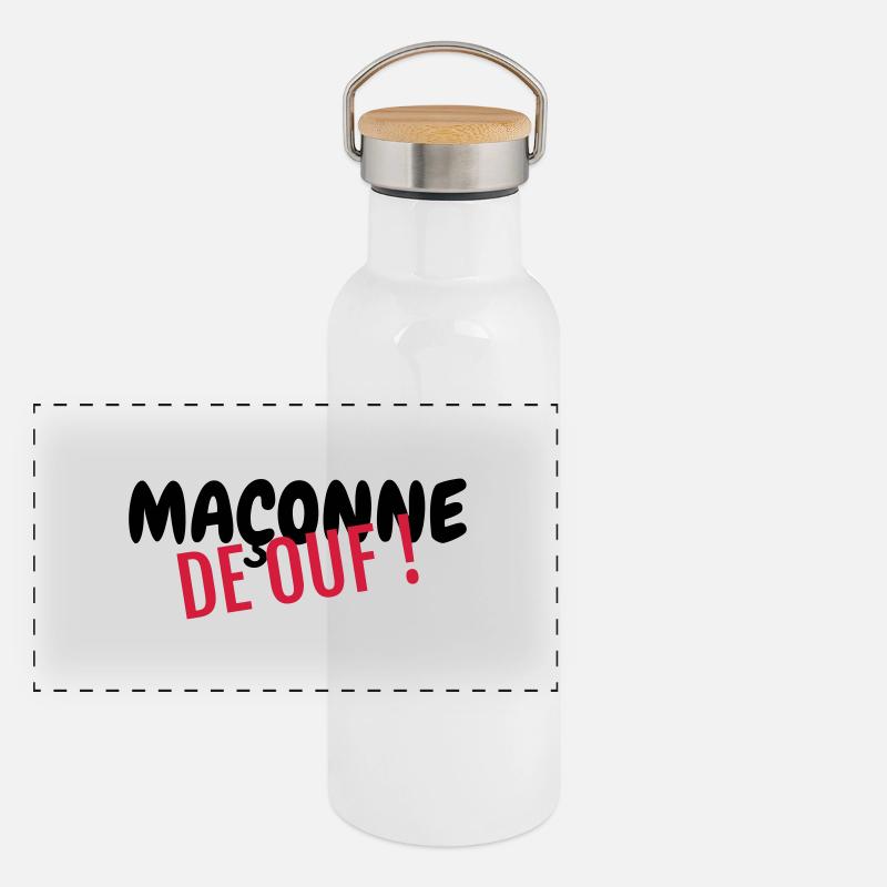 Maçon / Maçonnerie / Construction / Chantier Gourde isotherme avec bouchon en bambou