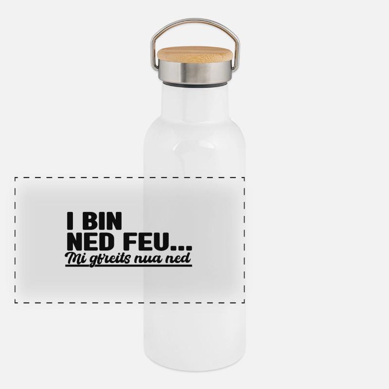 I bin ned feu... Panorama Thermosflasche mit Bambusdeckel