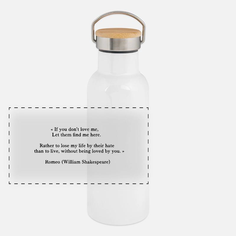 Romeo (Zitat) Panorama Thermosflasche mit Bambusdeckel