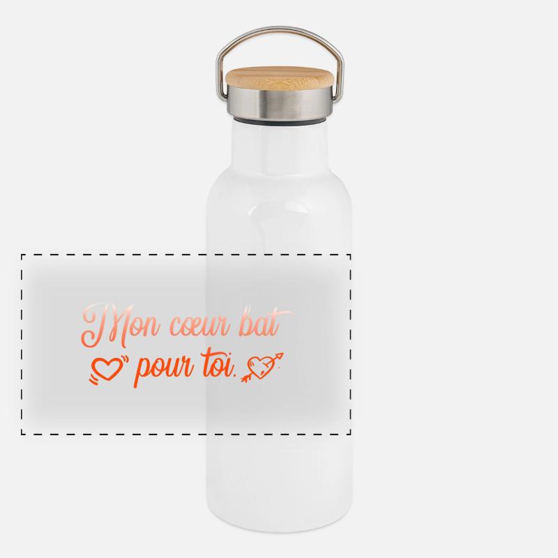 VALENTINSTAG HERZ LIEBE LIEBE ROSE 5 Panorama Thermosflasche mit Bambusdeckel