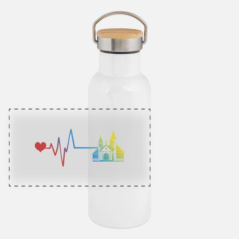 Kirche Puls Herzschlag Panorama Thermosflasche mit Bambusdeckel
