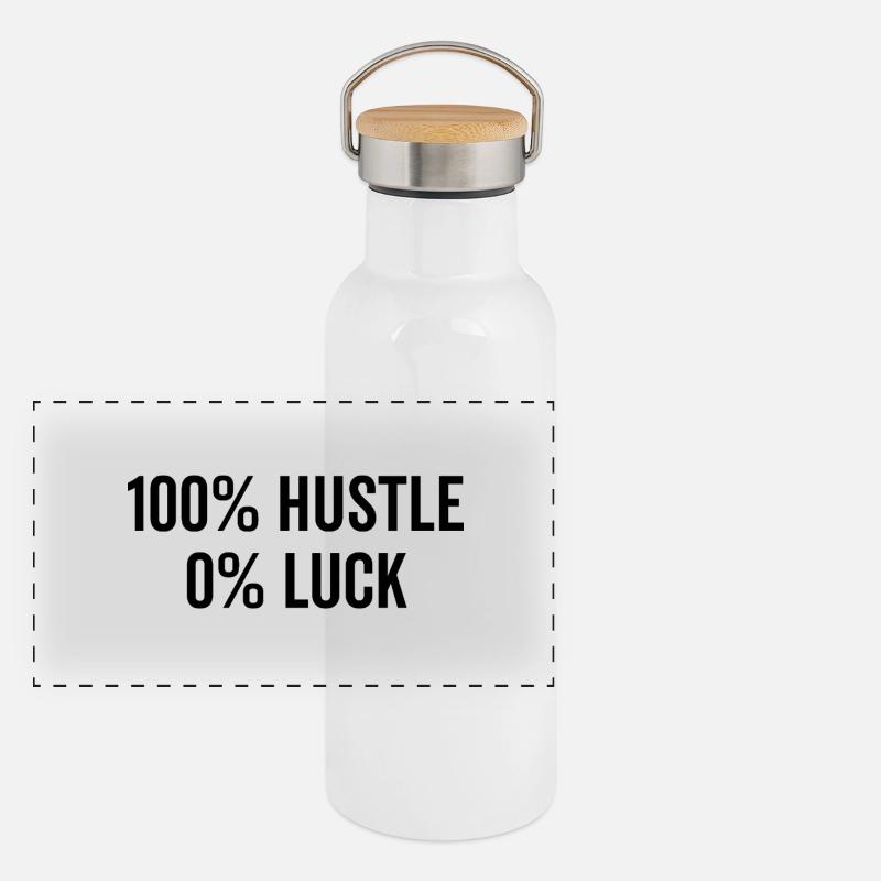 100% Hustle 0% Luck Panoramic Thermal Bottle with Bamboo Lid