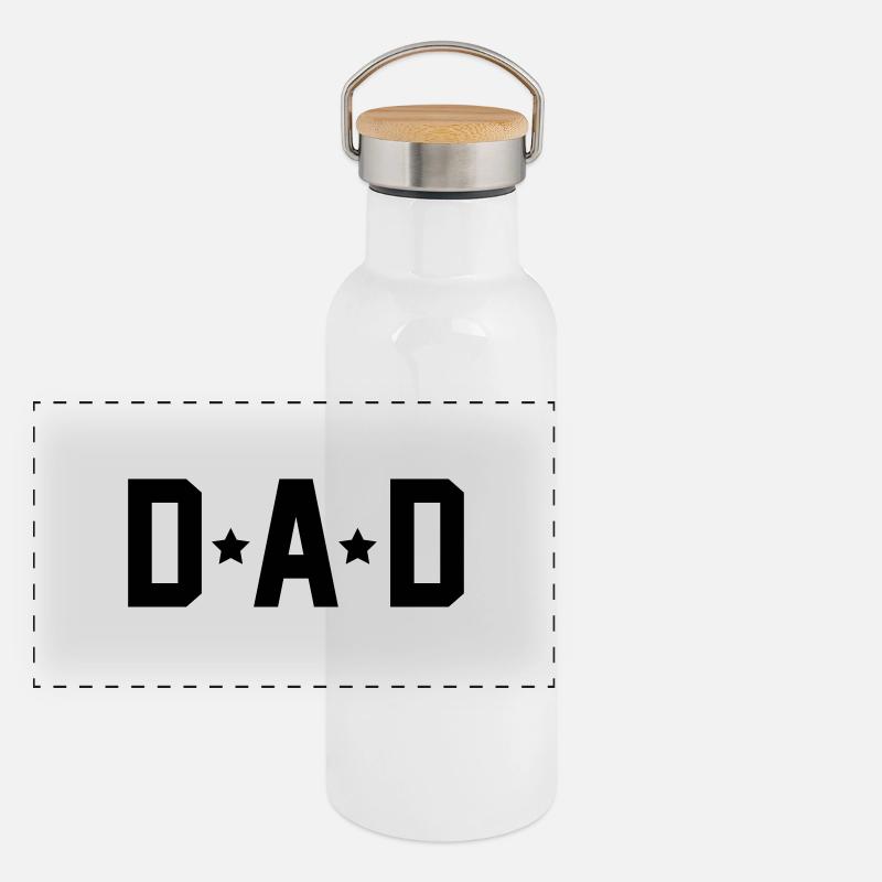 Dad - Panorama Thermosflasche mit Bambusdeckel - Weiß