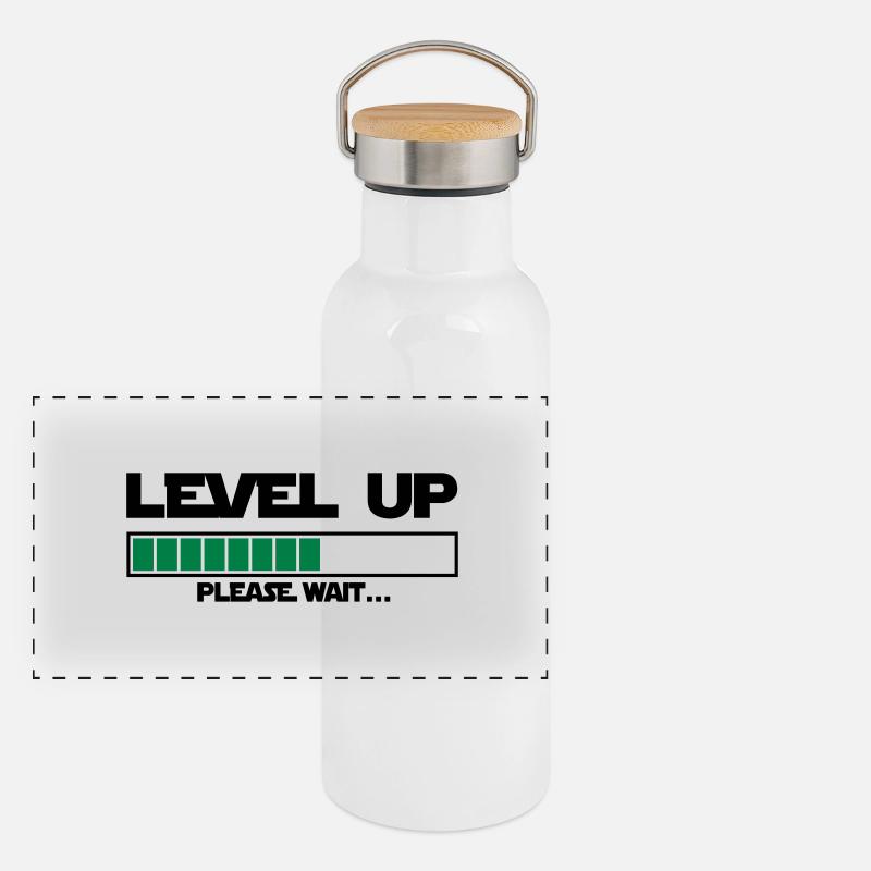 level up please wait Gourde isotherme avec bouchon en bambou