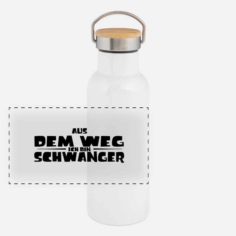 AUS DEM WEG ICH BIN SCHWANGER Panorama Thermosflasche mit Bambusdeckel