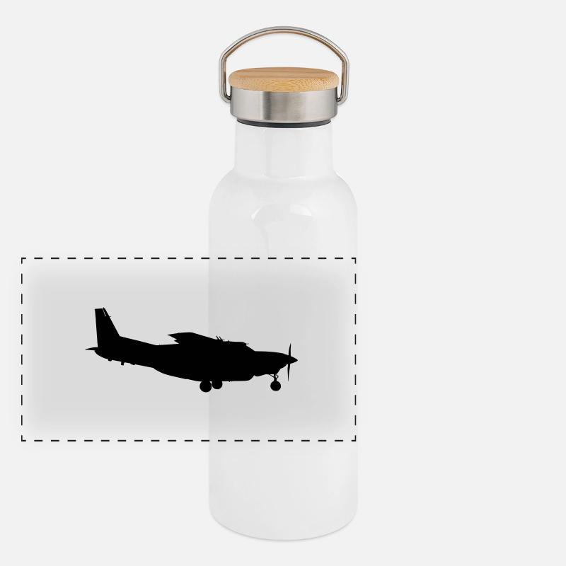 Flugzeug Panorama Thermosflasche mit Bambusdeckel