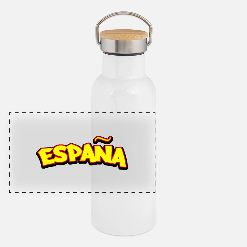 drapeau espagne españa Gourde isotherme avec bouchon en bambou