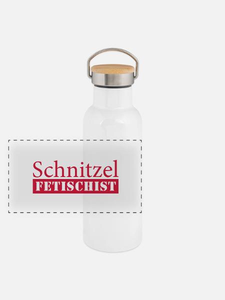 Schnitzel Fetischist - Panorama Thermosflasche mit Bambusdeckel - Weiß