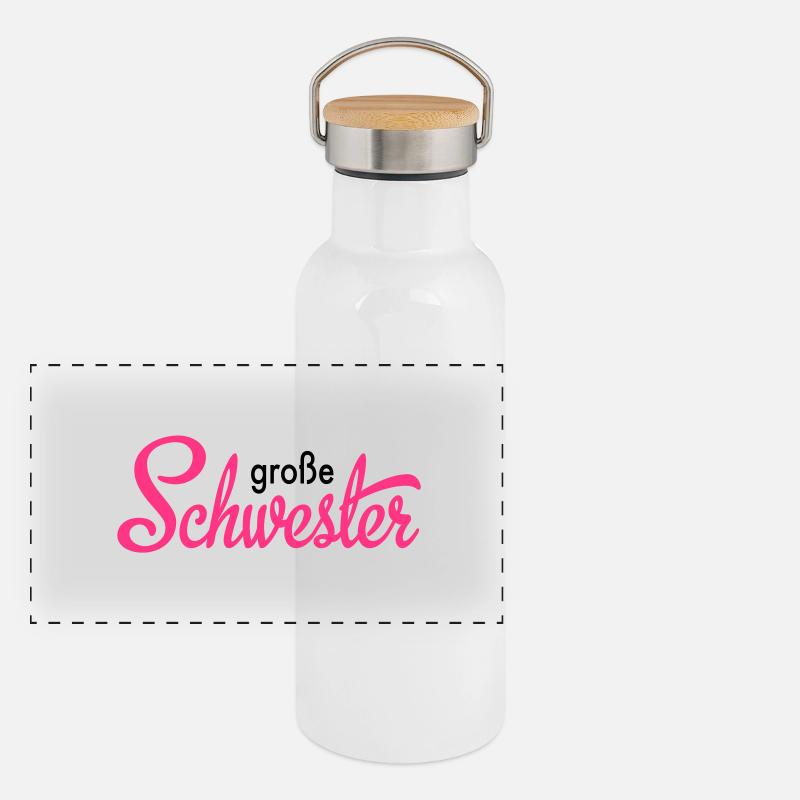 große Schwester Panorama Thermosflasche mit Bambusdeckel