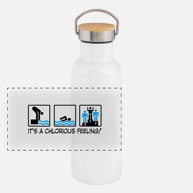 swimming Panorama Thermosflasche mit Bambusdeckel